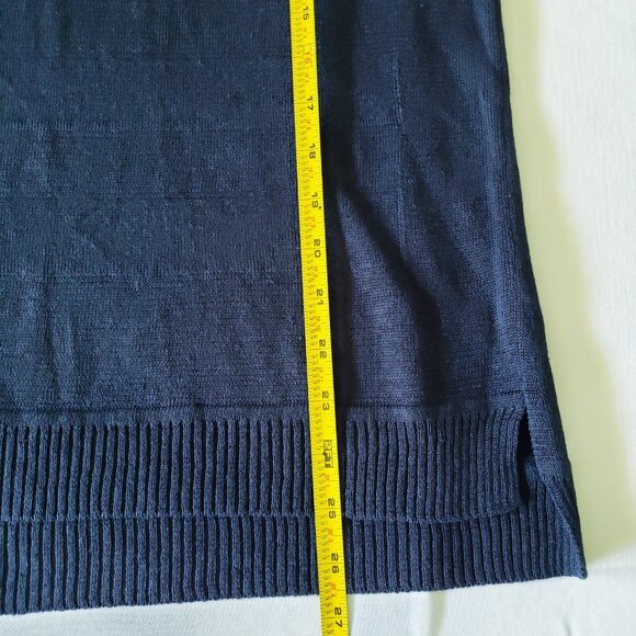 Vince Linen Oversized Long Sleeve Open Knit Mesh Blue Tunic Sweater - Picture 7 of 9